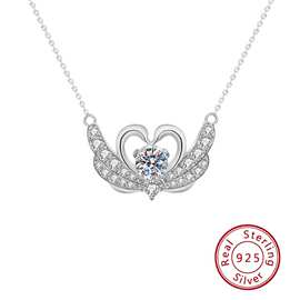 S925纯银项链批发女小众设计高级感天鹅锁骨吊坠新款饰品跨境热销