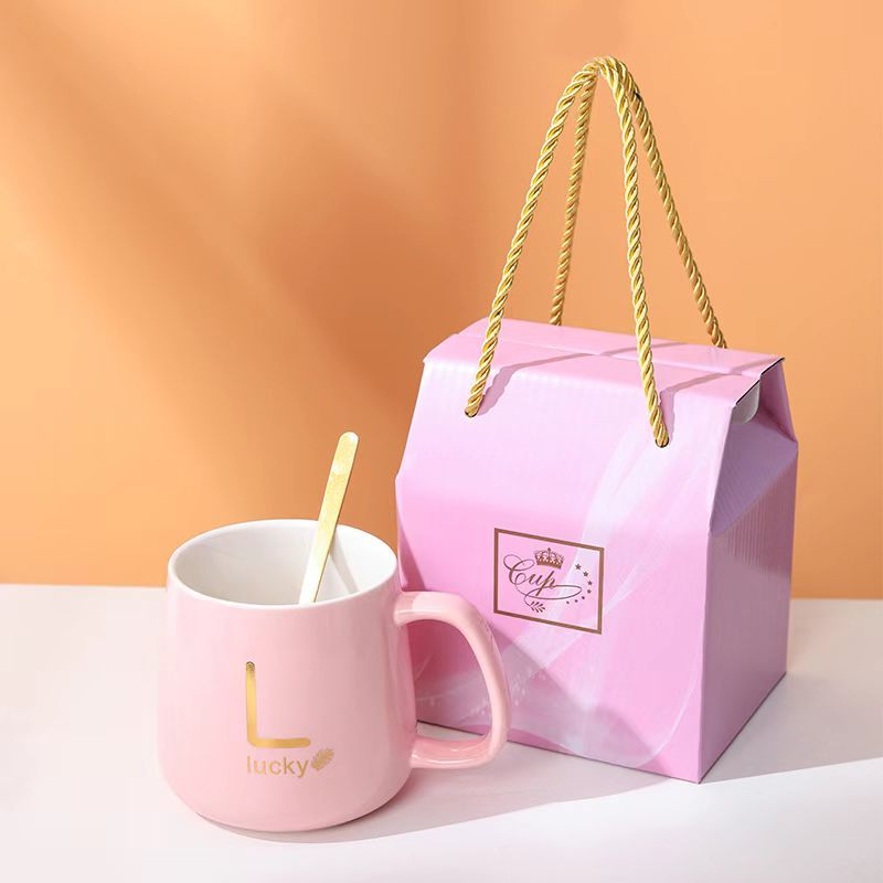 情侣对杯结婚回礼伴手礼陶瓷杯子家用水杯刻字马克杯带盖勺咖啡杯|undefined