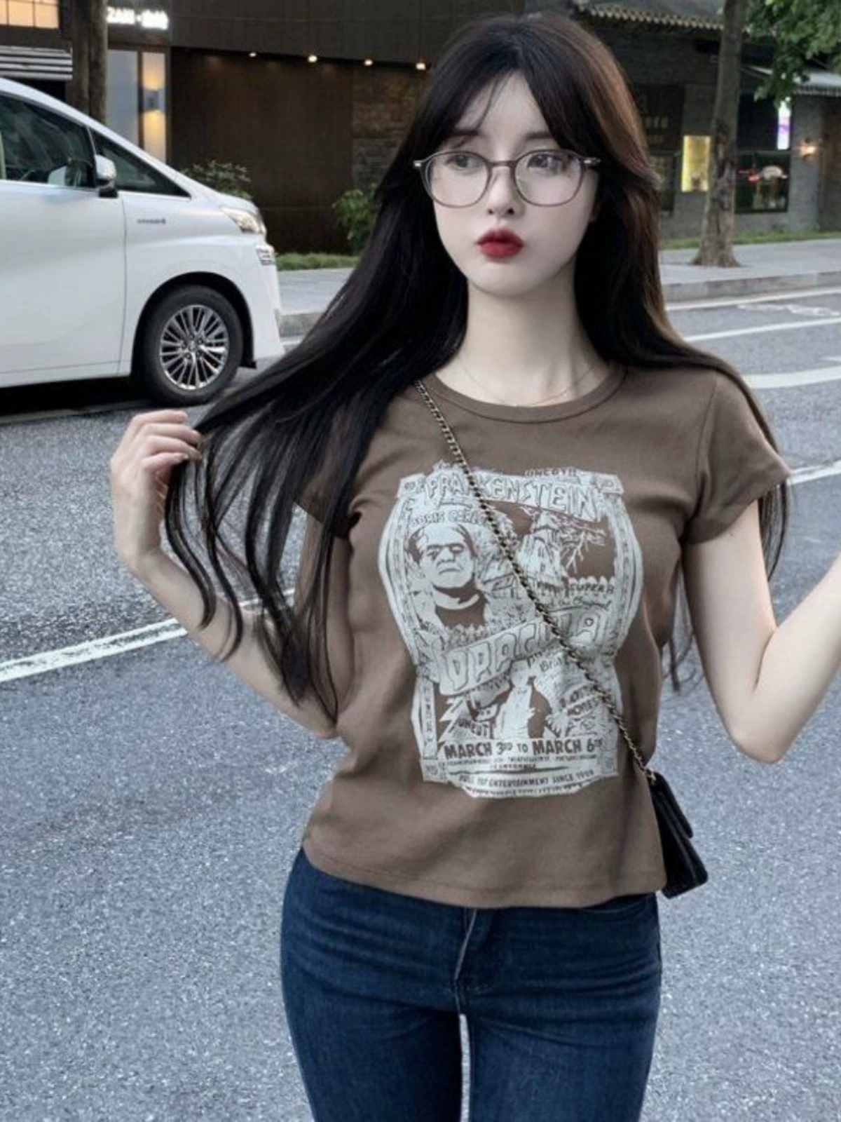 Хлопковая сексуальная летняя ретро футболка, с коротким рукавом, Slim Fit, для подростков