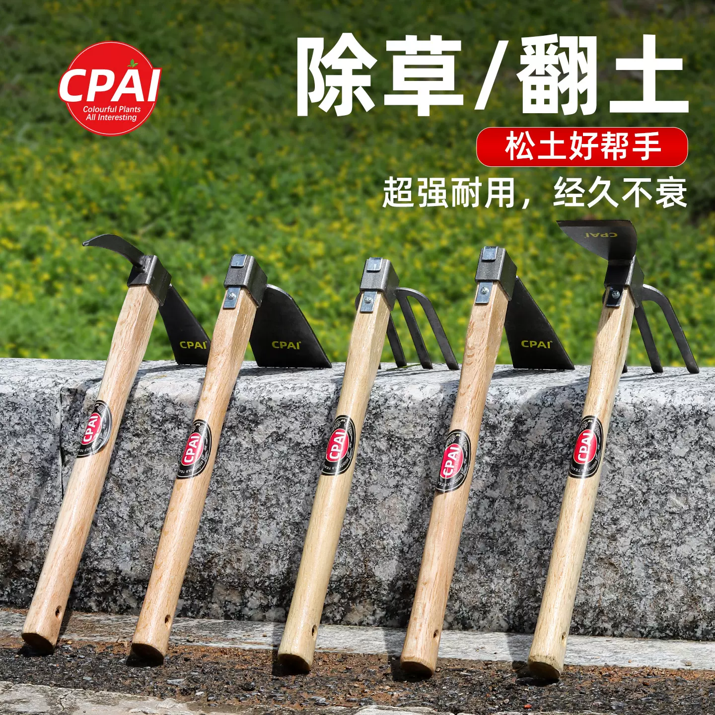 园艺小锄头全钢木柄锄草锄头家用种花种菜户外挖土挖笋两用洋镐锄