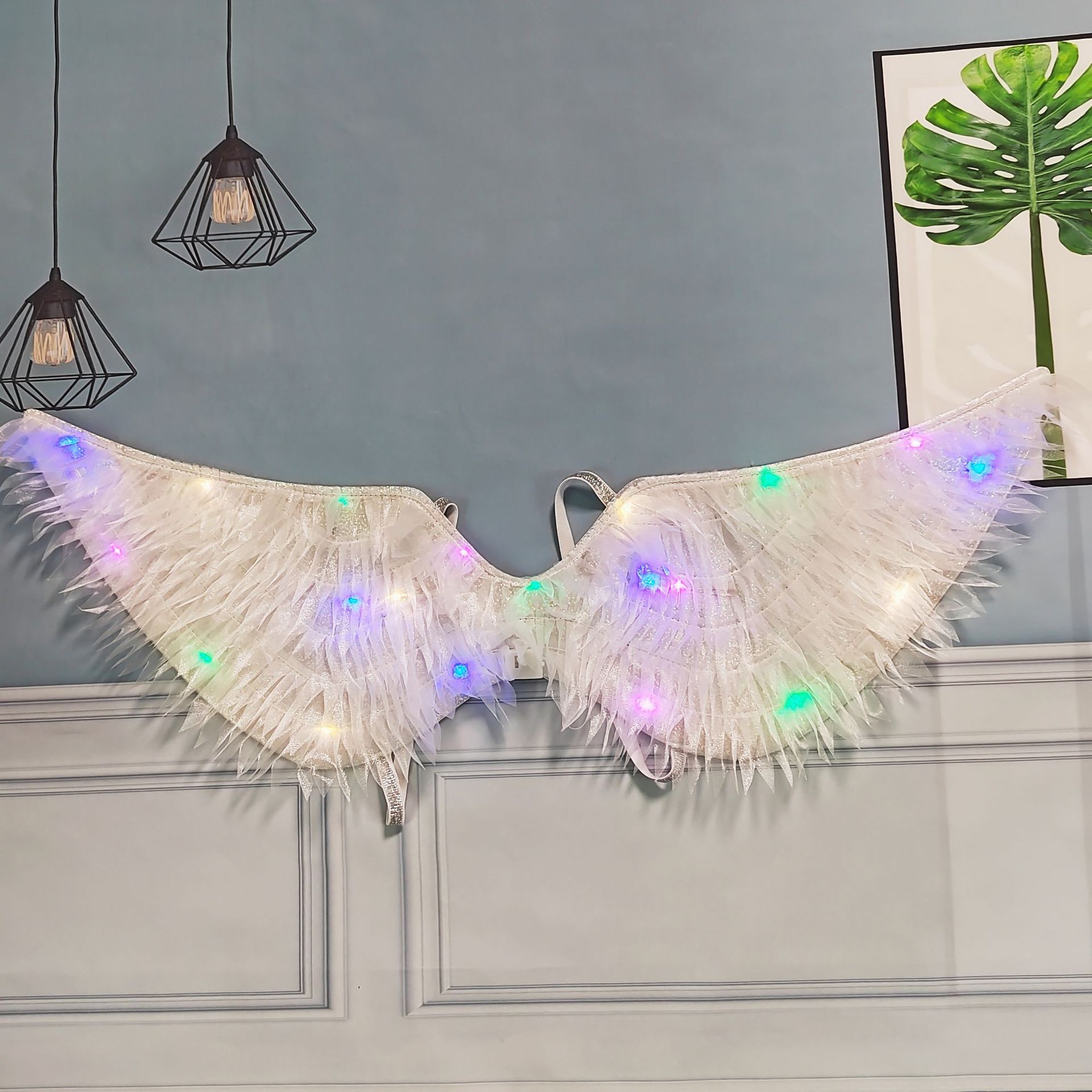 Alas de tela de hadas de neón blanco