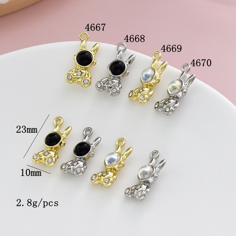 10 Pcs/package Cute Rabbit Astronaut Alloy Plating Inlay Pendant Jewelry Accessories display picture 2