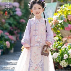 2025新型のかわいい明製の漢服の女の子の漢服の春夏のスタイルの馬のスカートのスーツの子供の国風の女性のスカートのズボン