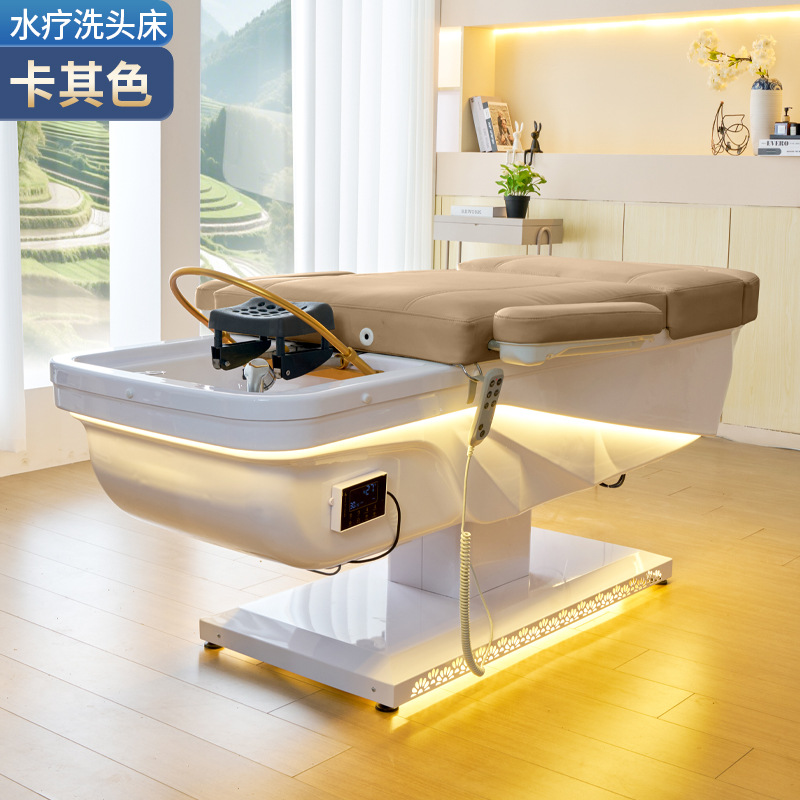 Nuevo elevador eléctrico lavabo cama de tratamiento de cabeza con terapia de pedos temperatura constante circulación de agua calentador de agua proyecto de fumigación cama de huéspedes