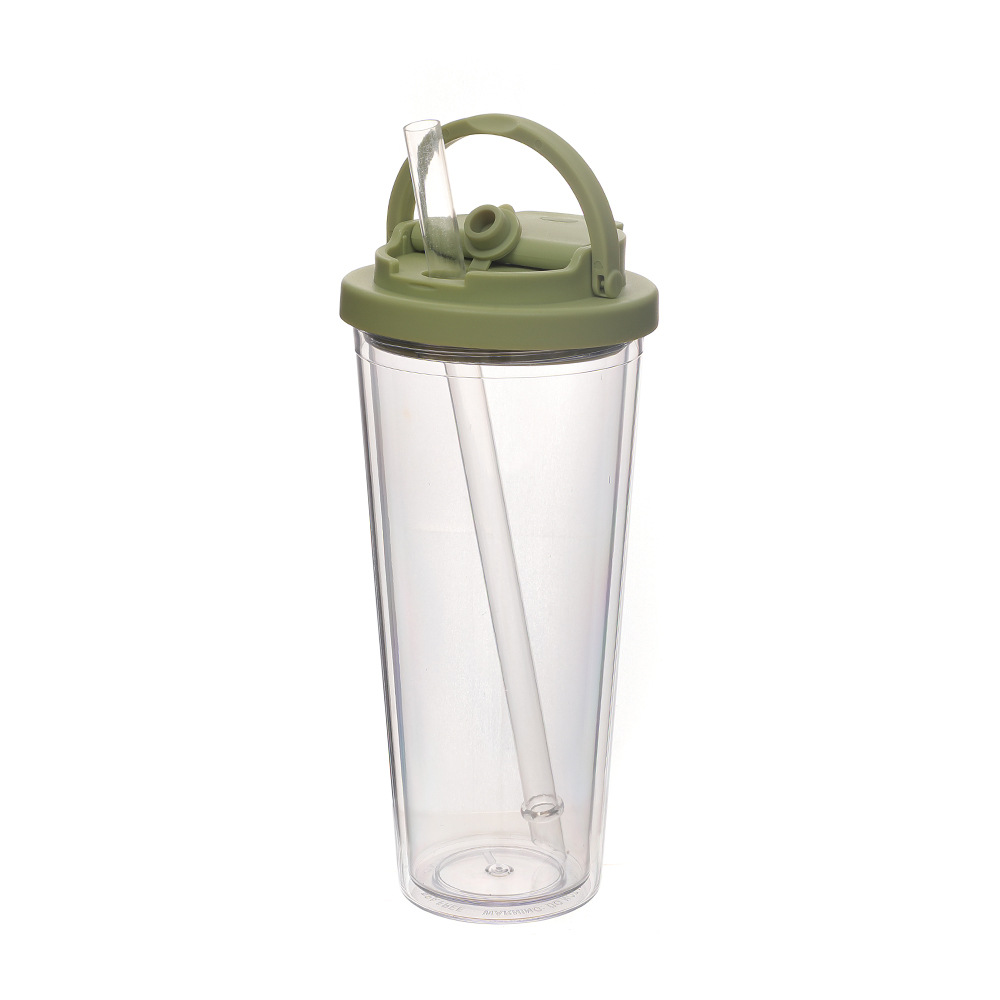 Nuevas tazas de paja de doble cubierta de bebida, tazas de plástico portátiles de alta calidad de verano al aire libre, tazas de agua de grado alimenticio