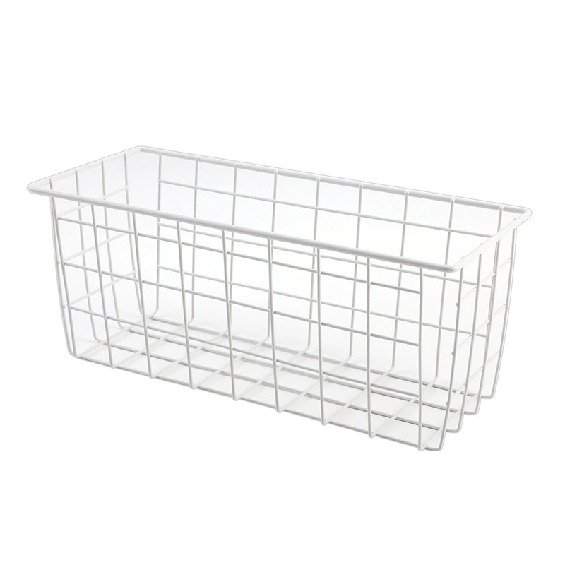 Table Storage Basket - Wire Document Organizer for Desk, Storage Box, Open Grid Design, Black or White