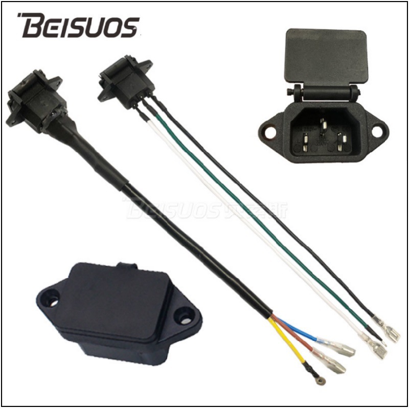 品字插座带弹簧盖电动车电池充电插座带防尘帽品字插座带线束加工