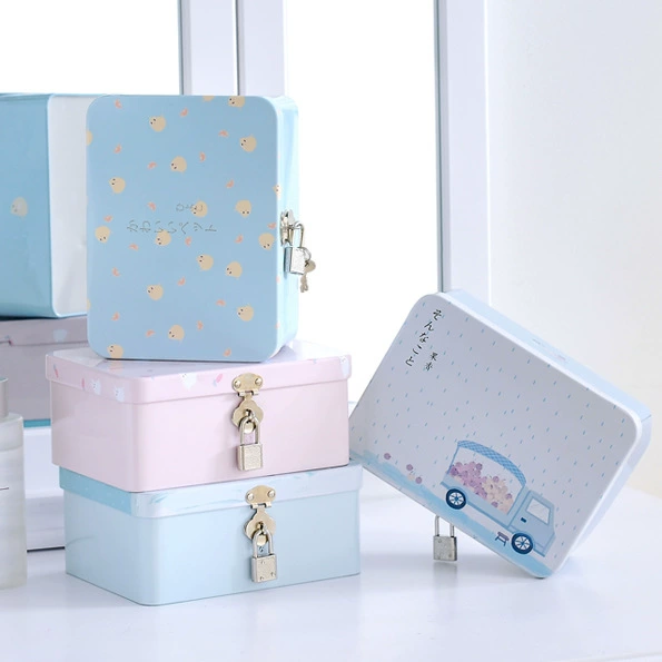 Креативный ящик для хранения паролей с жестяной коробкой с замком Настольный ящик для хранения маленькая коробка косметическая коробка