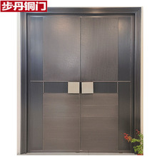 步丹铜门轻奢风别墅大门入户门双开不锈钢家用庭院门浙江厂家定制