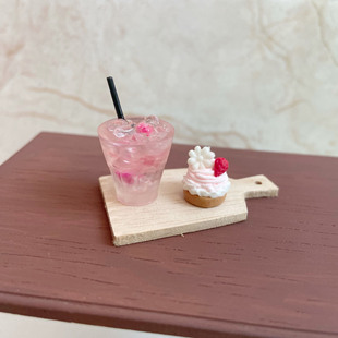 Miniature Food Toy Cherry Blossom Sparkling Water Mini Beverage Accessories Six-point dollhouse Restaurant Photo Props