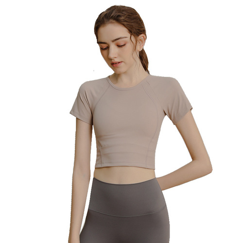 Sports women's short-sleeved T-shirt quick-drying breathable fitness clothing running tight yoga clothing summer fitness clothing