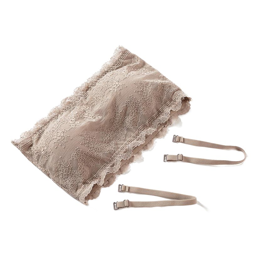 20 top de tubo de encaje de primavera correa de hombro desmontable de una palabra para niña corta envuelta en el pecho sin anillo de acero con ropa interior de sujetador de almohadilla para el pecho