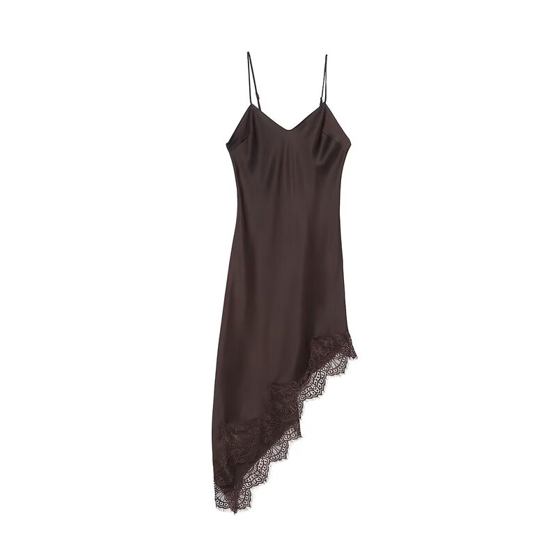 Taop&Za Women's Clothing 2026 Spring New Style Lace Detailed Silk Satin Texture Suspender Dress 8827332