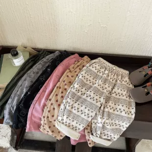 Детские брюки из вельвета свободные в корейском стиле
