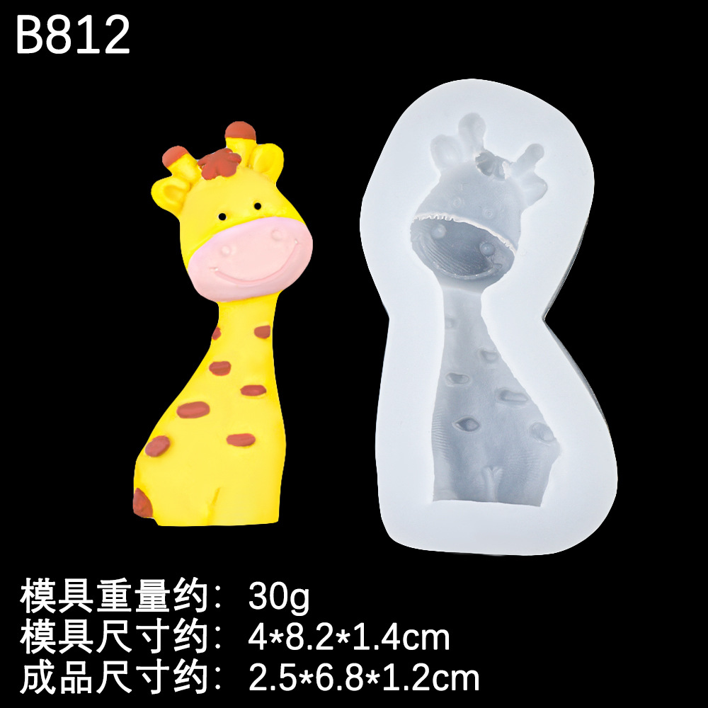 Cute Animal Theme Jirafa Fox Molde de silicona Diy Lion Chocolate Cake Adornos Molde de silicona