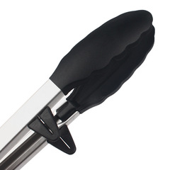 帶支架 12寸硅膠食品夾防滑防燙食物夾燒烤夾牛排夾麵包蛋糕夾