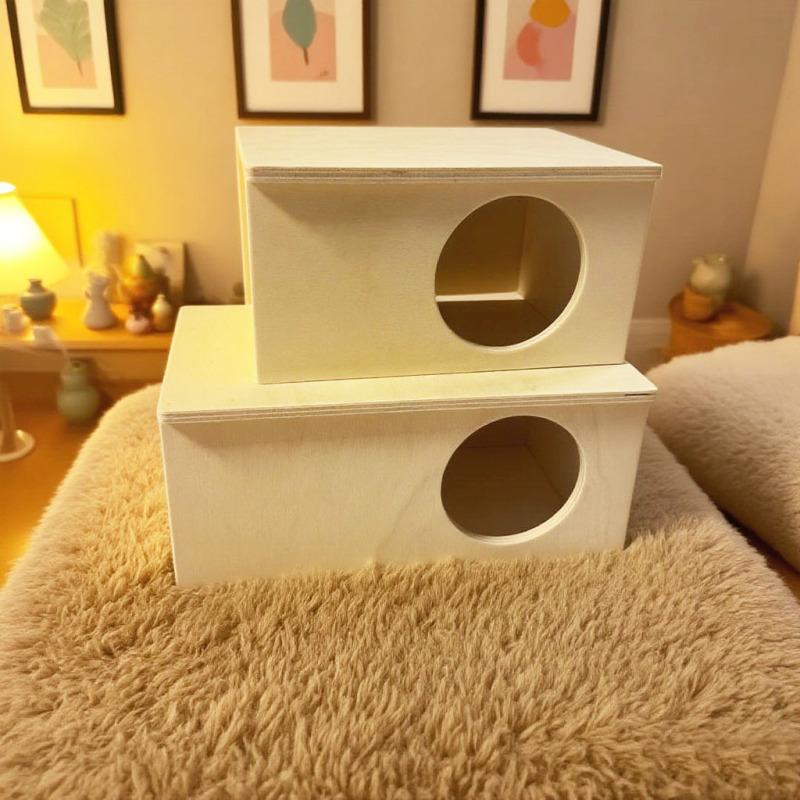 新品跨境木制仓鼠窝金丝熊躲避屋仓鼠笼子宠物房子造景玩具用品|undefined