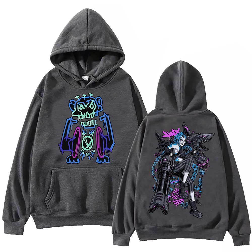 Arcane Jinx Graffiti Hoodie Harajuku Hip Hop Pullover Tops