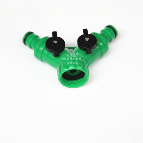 Nuevo material verde 6 puntos bifurcado junta de pezón de riego junta rápida tubería de agua accesorios de jardín válvula de tres vías 1 / 2