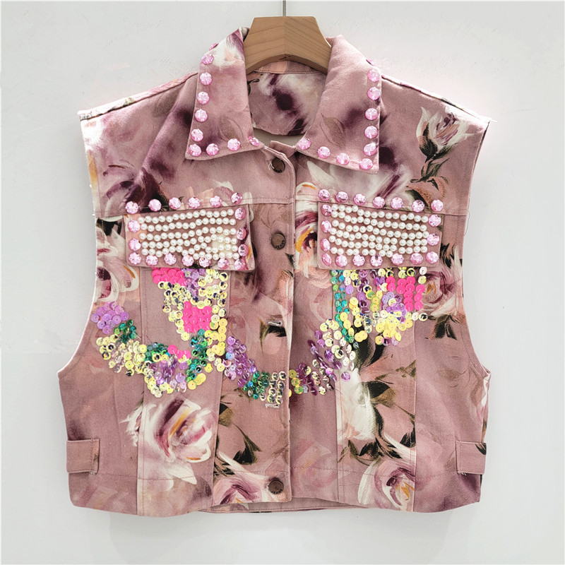 El sentido del diseño europeo y americano de verano de 2025 nuevo estilo de mano pesada bordada esquinilla flor de moda corta clip de caballo image 1