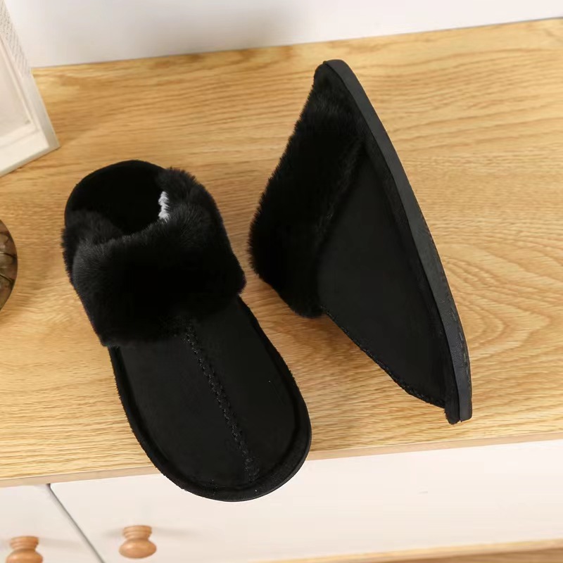Invierno nuevo cómodo hogar zapatos pareja felpa escote interior bolsa caliente antideslizante soporte invierno zapatos de algodón entrega de una sola pieza