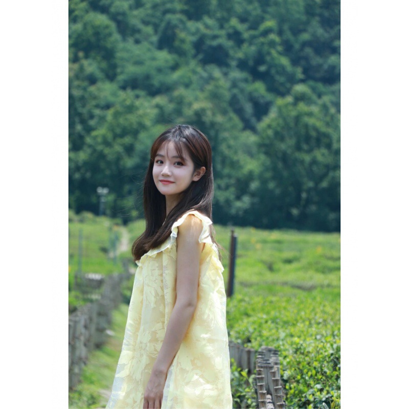 Yang Zhiwen Star Yellow Dress Women's Summer French Ruffled Doll Collar Loose Chic Super Fairy Skirt