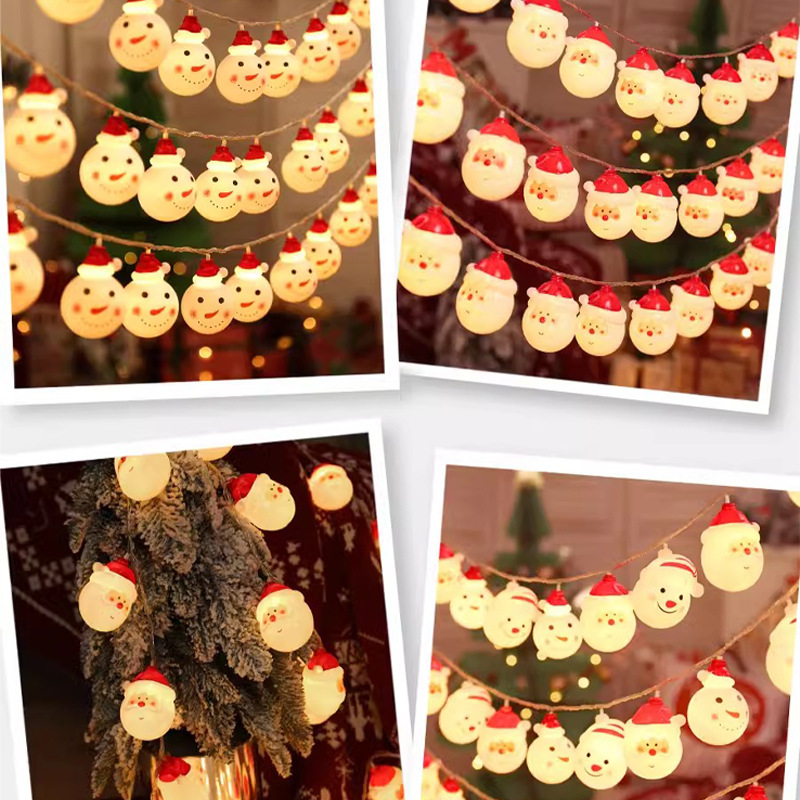 Cadena de luz LED transfronteriza de Navidad diseño de escena Santa Claus caja de la batería Cadena de luz árbol de Navidad luz decorativa