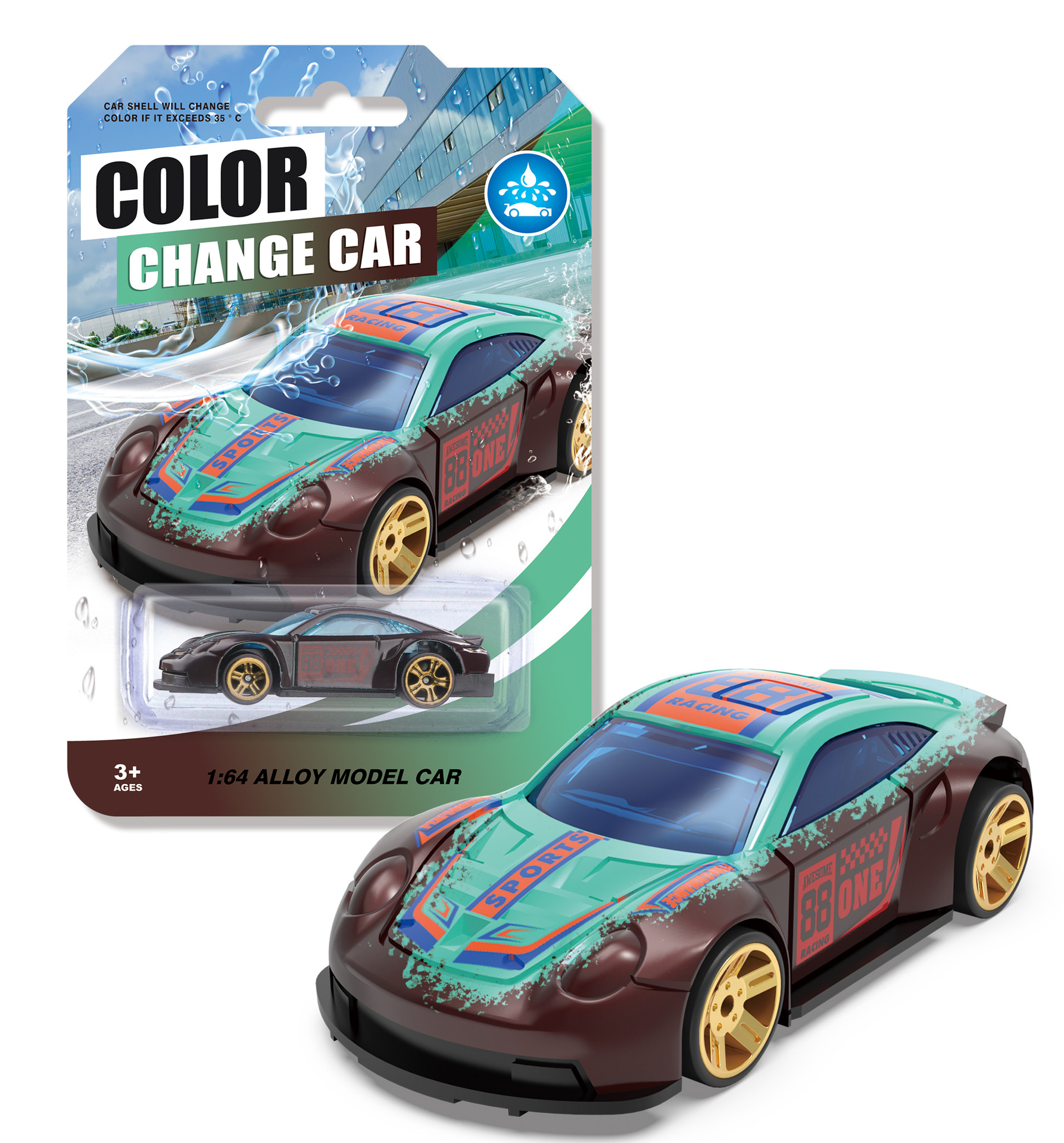 クロスボーダー温度変色合金車モデル男の子温度変色滑走回力レース合金車モデルおもちゃ