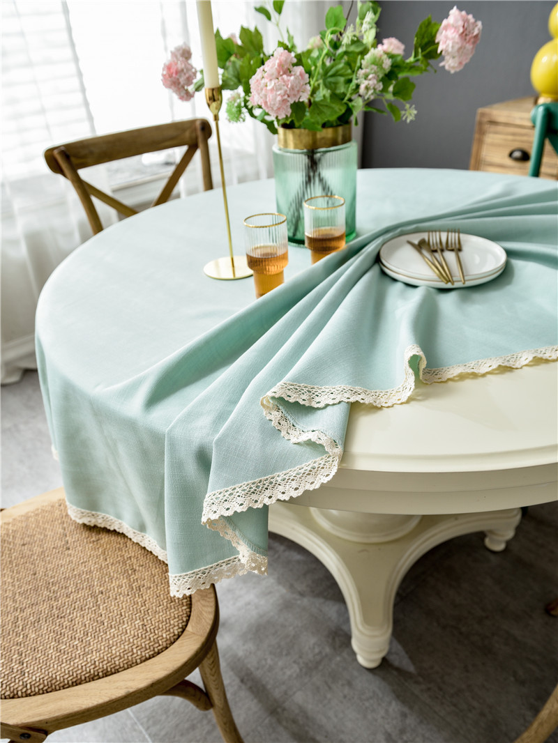 Tovaglia nordica semplice impermeabile in tinta unita in cotone e lino con nappe per tavolo da pranzo rotondo, tovaglia da tavolino_voghion.com