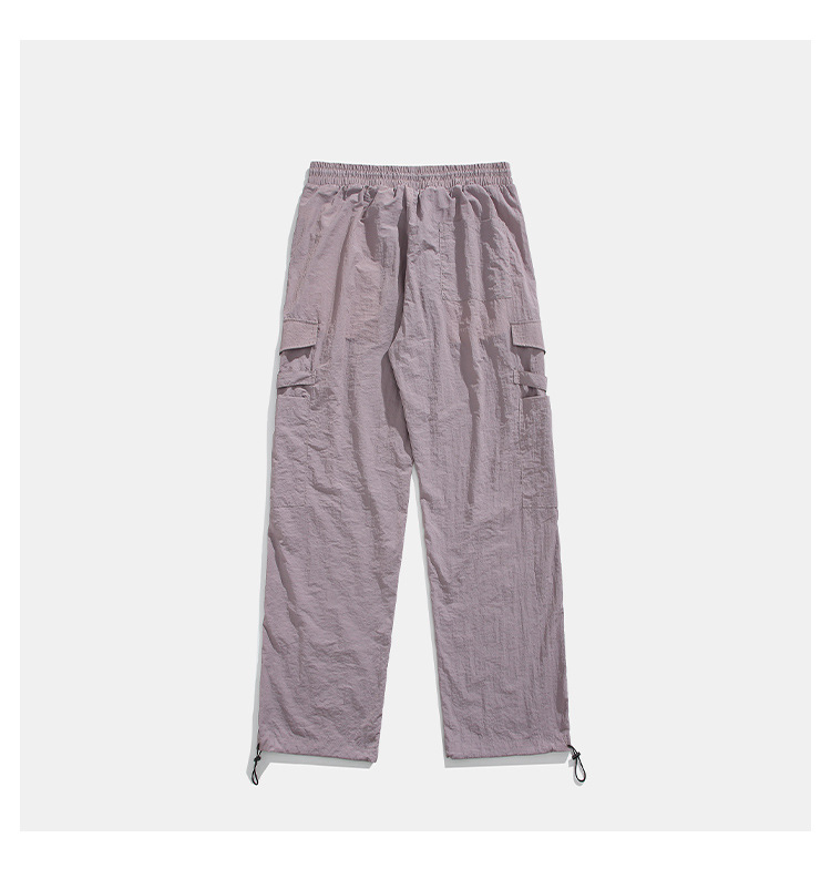 Men's Cargo Pants Lightweight Nylon Loose Straight Leg Trousers_voghion.com
