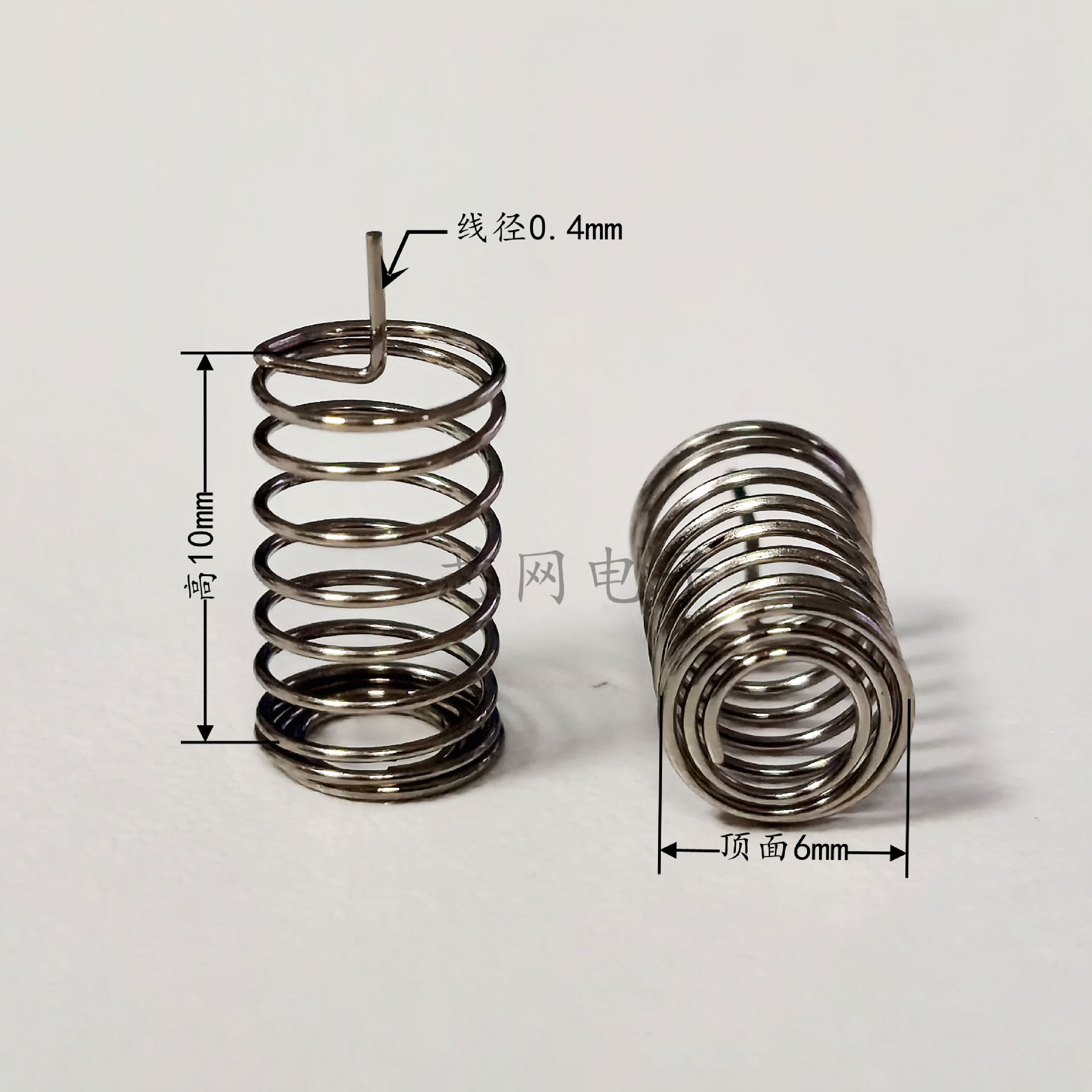 F6-10-0.4直筒中心弹簧 开关按钮天线电路板感应压缩弹簧碳钢镀镍