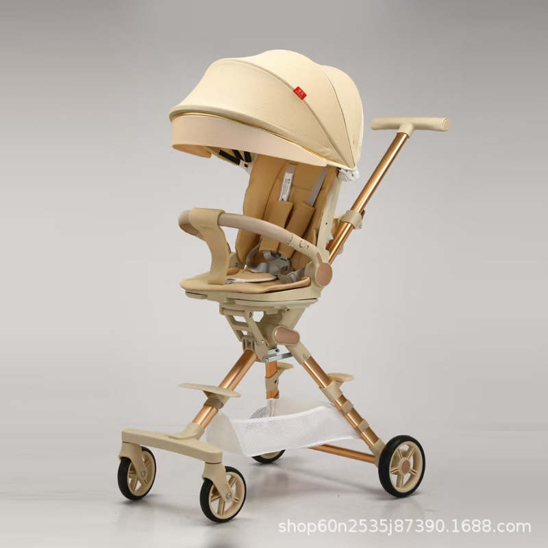Baby Stroller with High View, One-Click Foldableing Baby Stroller, Two-Way Push, Four-Wheel Sitable and Reclining Baby Stroller