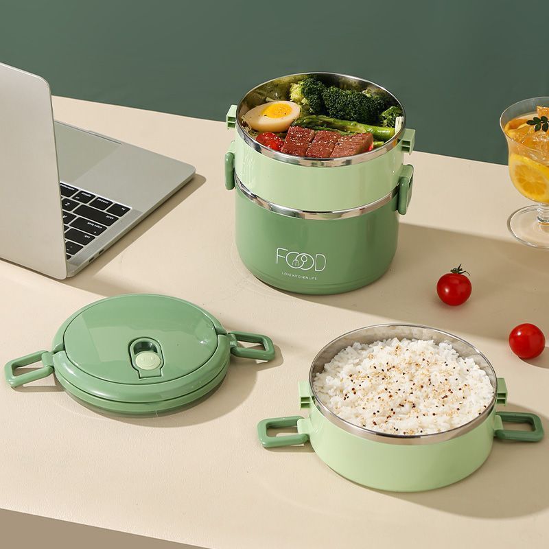 Caja de almuerzo de aislamiento de acero inoxidable de doble capa para empleados de oficina, caja de almuerzo de aislamiento de invierno con cubierta para empleados de oficina