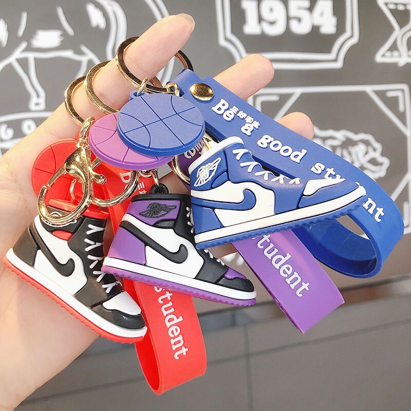 Manufacturer's Creative Stereo Cartoon Soft Glue Aj Shoe Keychain Cartoon Bag Pendant Trendyy Couple Sneaker Pendant Chain