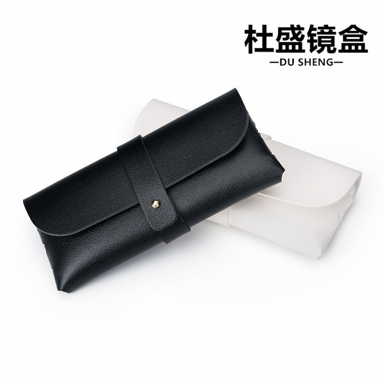 Glasses case black leather glasses case PVC buckle soft bag sunglasses case sunglasses case in stock customizable logo