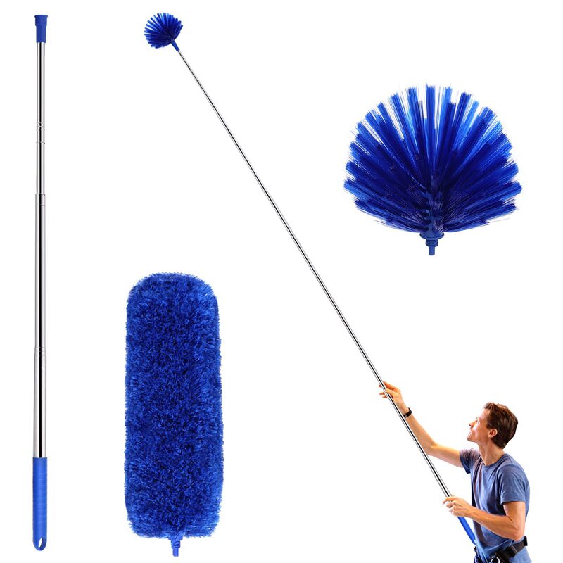 Spider Web Dust Duster with Extension Rod, Washable Cleaning Corner Brush, Telescopic Rod, Desktop Top Ceiling Fan Back Cleaning