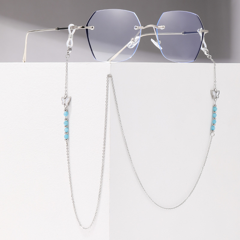 Colgar el cuello de la cadena de gafas de diamante de moda cadena de alta calidad transfronteriza acero baht mantenimiento de color diseño original gafas de sol cadena mujer image 6