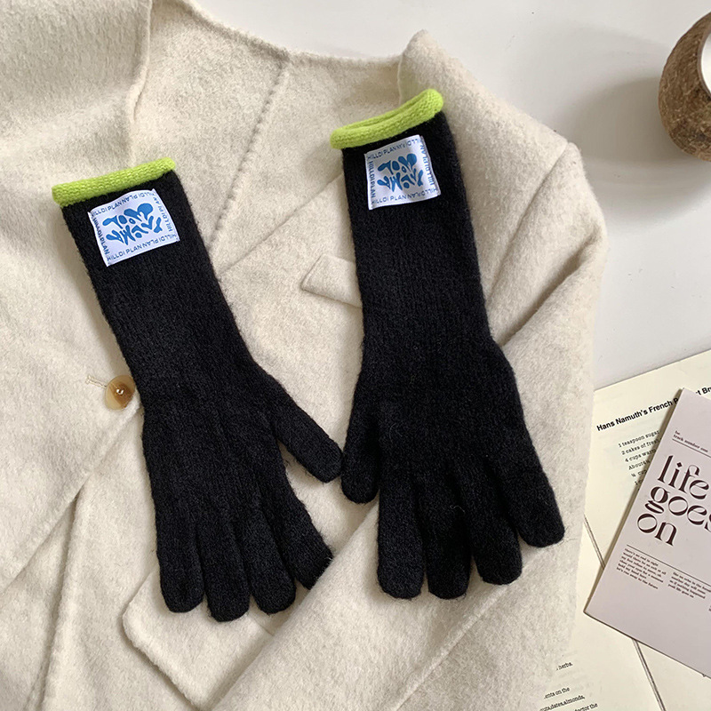 Granny Chen coreano ins blogger mismo guante de lana de punto de cinco dedos otoño y invierno versátil pantalla táctil para montar caliente