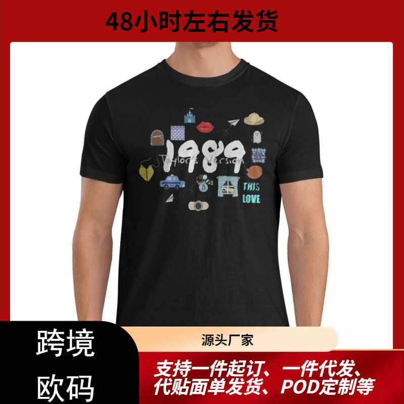 1989 Taylor Edition Men's T-Shirt Cotton Retro T-Shirt Round Neck Taylor Singer Swift T-Shirt Short Sleeve Top