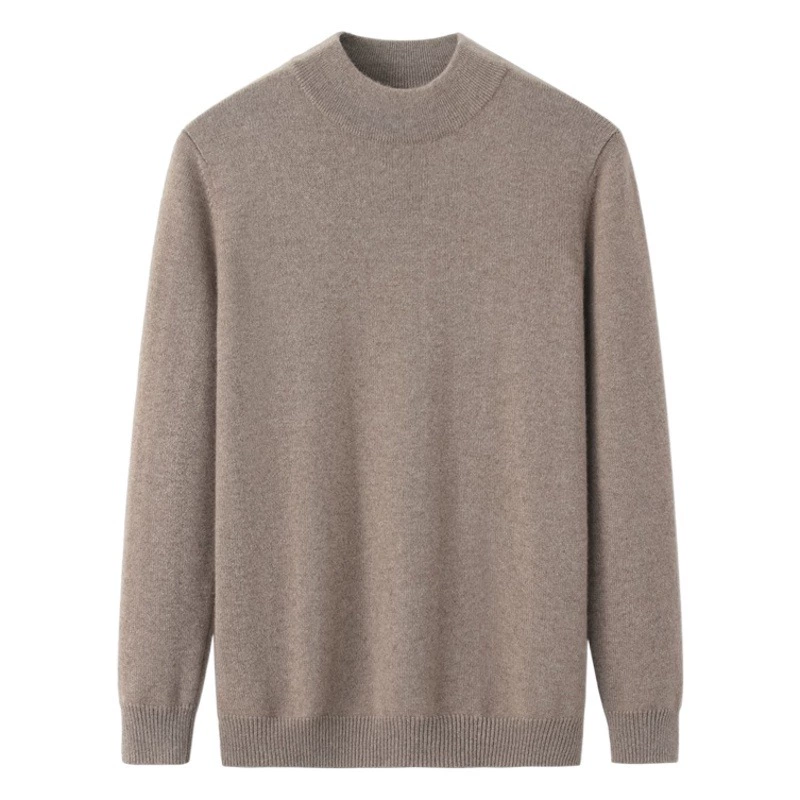 100% чистый кашемир, 2-прядная утолщенная пряжа, 7-контактный полувысокий круглый вырез, деловой джентльмен, Молодежный пуловер, серый кашемировый свитер для мужчин