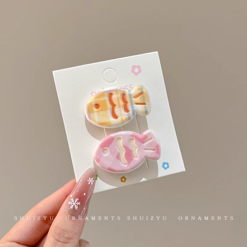 Pequeño pez de color clip para el cabello de la mujer adorable clip para el cabello de pestaña lateral dulce multifacé frente rotura clip para el cabello de boca de pato