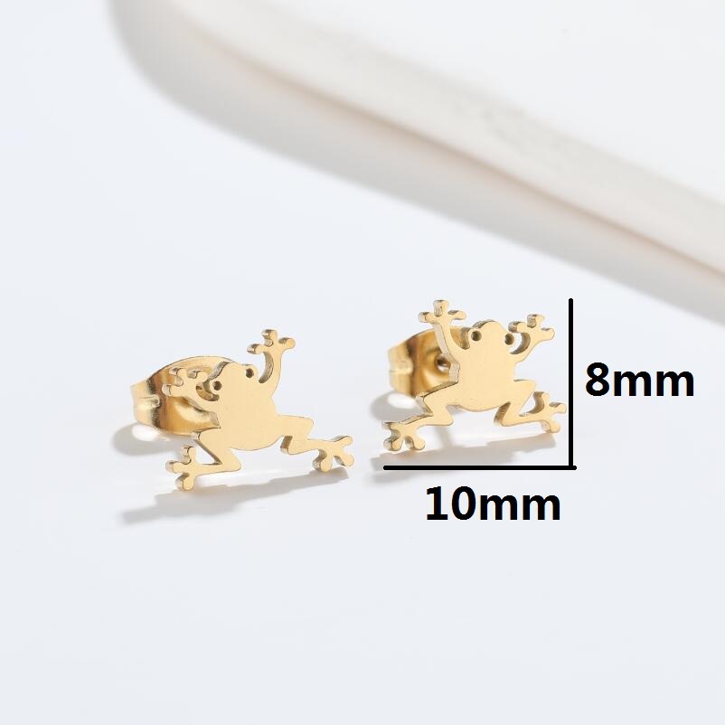 Frog Pattern Women'S Gender PVD Coated 18K Gold Real Gold Plated Frog 304 Stainless Steel Fashion Waterproof Non Tarnish Ear Studs