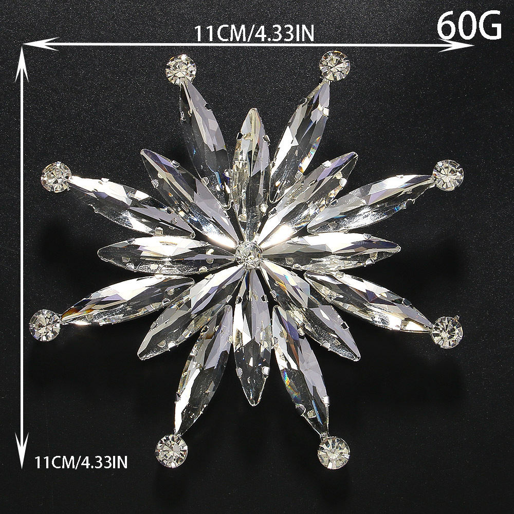 Cruz-frontera nueva flor broche de metal exagerado rhinestone broche de gran tamaño completo diamante accesorios broche femenino