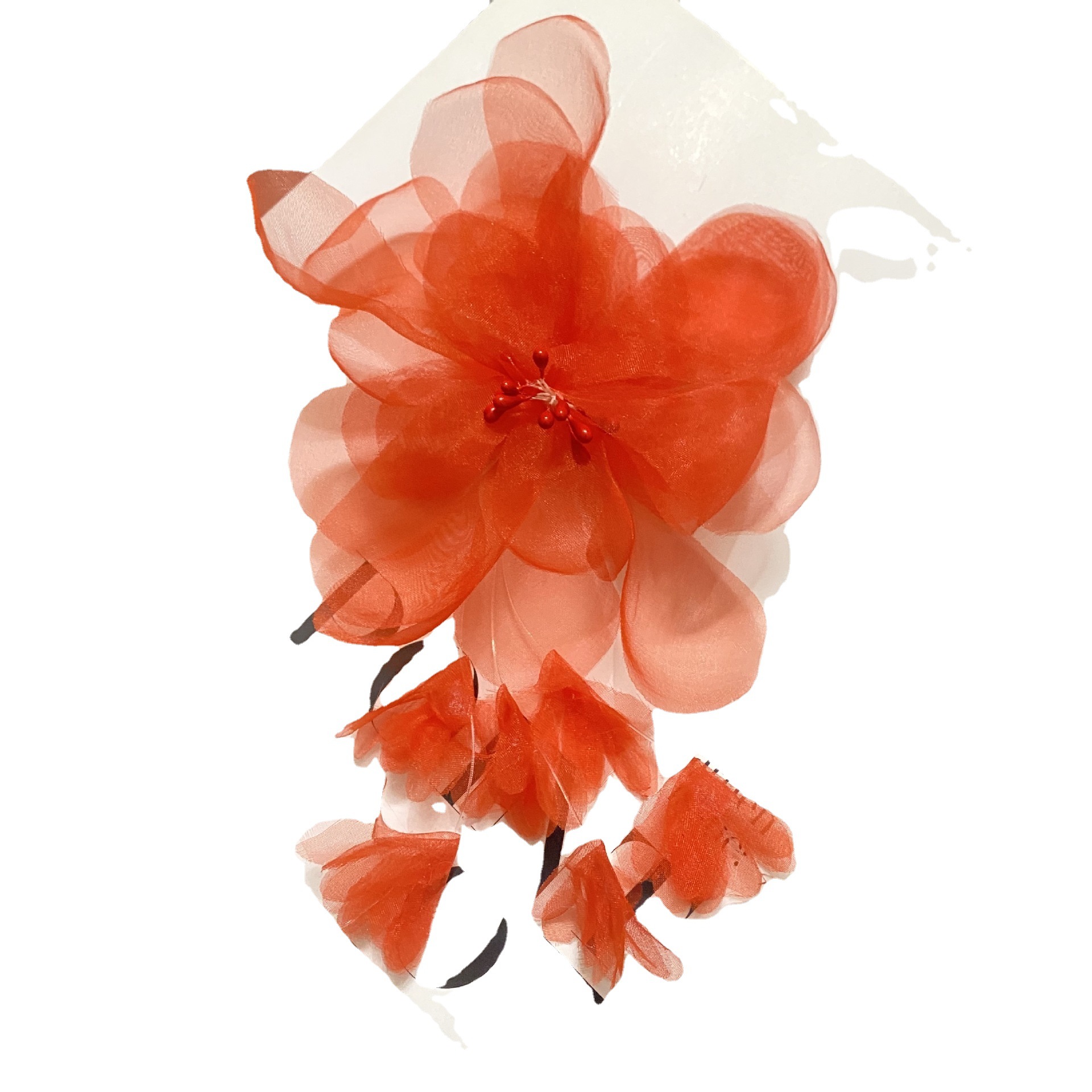 Encaje de organza tridimensional bricolaje percha flor tridimensional flor hecha a mano moda ropa para Niños Accesorios flor decorativa