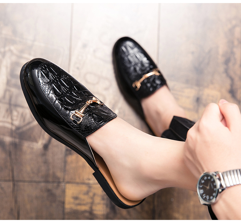 Fashion Men's Closed-Toe Autumn New Soft Sole Backless Lazy Leather Shoes British Style Large Size Half Slippers Sandals_vogvips.com