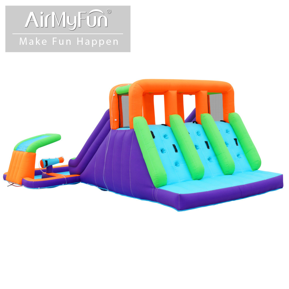 AMF | Castillo de chorro de agua para el hogar, tobogán inflable para niños, tobogán de chorro de agua, cama de salto inflable, hogar pequeño