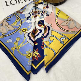 中国风春秋礼品敦煌壁画中方巾 真丝丝巾70cm真丝丝巾方巾批发