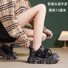 坡跟厚底单鞋女真皮2025秋冬新款休闲英伦风乐福鞋女中跟包头单鞋