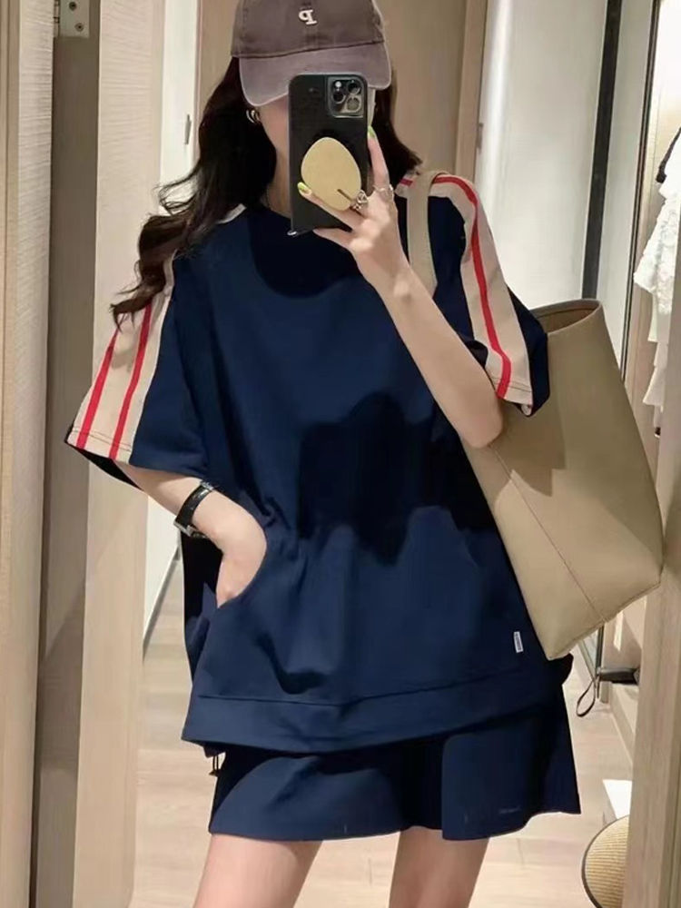 Fat Casual Suit Women's Summer New Extra Large Size Loose Short-Sleeved Shirt Shorts Sportswear Two-Piece Set