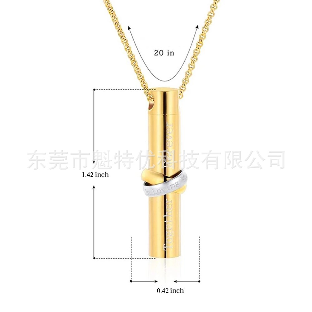 El comercio exterior de la venta caliente juntos para siempre familiares conmemorativos mascota sigue siendo cenizas Caja Acero titanio botella perfume collar
